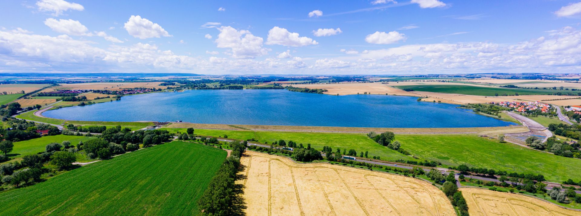 Blick auf das HRB Straußfurt im Teildauerstau, Foto: Steve Bauerschmidt